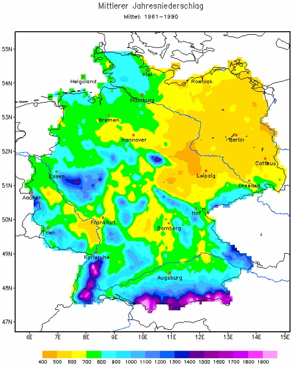 Regenwassernutzung - Niederschlag in Deutschland